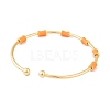 Brass Resin Bamboo Stick Open Cuff Bangles for Women BJEW-S147-02G-3