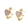 Shell Heart Stud Earrings EJEW-K287-01G-12-1