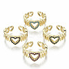 Brass Micro Pave Cubic Zirconia Cuff Rings RJEW-T016-06G-NF-1
