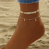 Fashionable and Elegant Brass Leaf Tassel Two Layer Multi-strand Anklets for Women PL0234-1