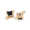 Brass Pave Glass Rhombus Links Connector Charms GLAA-Q088-001H-2