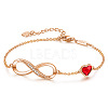 Infinity & Heart 925 Sterling Silver Pave Cubic Zirconia Link Bracelets FS-WGF63DC-11-1
