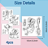 4Pcs 4 Styles PVC Stamp DIY-WH0487-0060-8