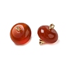 Natural Carnelian(Dyed & Heated) Rondelle Charms with Rack Plating Brass Loops G-G110-05A-03-2