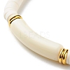 Curved Tube Acrylic Beads Stretch Bracelet for Teen Girl Women BJEW-JB06944-01-4