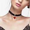Alloy Enamel Heart Pendant Black Velvet Choker Necklaces for Women NJEW-WH20014-01A-6