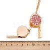 1Pc Iron Rhinestone Whistle Pendant Popcorn Chain Necklaces for Women NJEW-DR0001-03B-3