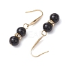 Natural Black Onyx with Rhinestone Dangle Earrings for Women EJEW-JE06042-4