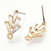 Brass Cubic Zirconia Ear Studs MAK-T011-04G-2