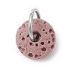 Natural Lava Rock Dyed Disc Charms PALLOY-JF02267-01-2