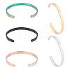 5Pcs 5 Colors Stainless Steel Open Cuff Bangles BJEW-UN0001-29-1