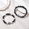 2Pcs Natural Lava Rock & Larvikite & Howlite Beads Stretch Bracelets for Couple BJEW-JB13196-1