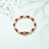 Alloy Gender Symbol & Glass Round Beaded Stretch Bracelet for Women BJEW-JB08511-02-2