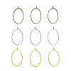 Matte Style Rack Plating Alloy Oval Open Back Bezel Pendants PALLOY-CJ0001-22-FF-1