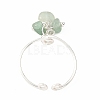 Natural Gemstone Braided Bead Cuff Rings for Women RJEW-JR00952-02-5
