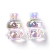 UV Plating Rainbow Iridescent Acrylic Beads OACR-H015-08-3