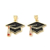 Graduation Season Brass Enamel Pendants KK-CBAF2EC-03G-A06-1
