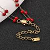 Ion Plating(IP) 304 Stainless Steel & Faceted Red Galss Link Chain Double Layer Necklaces for Women NJEW-K255-32G-3