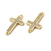 Brass Micro Pave Clear Cubic Zirconia Connector Charms KK-E068-VB328-3