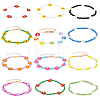 12Pcs 12 Style Glass Seed Braided Flower Stretch Bracelets Set BJEW-AN0001-14-1