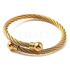 Ion Plating(IP) 304 Stainless Steel Twist Rope Cuff Bangle with 202 Beaded BJEW-Q767-09G-2