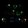 Luminous Glow in the Dark Polymer Clay Pave Rhinestone Round Beads with Resin Flower CLAY-D007-03-3