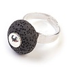 Brass Ring with Natural Lava Rock RJEW-JR00218-2