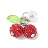 Handmade Polymer Clay Rhinestone Cherry Pendants PALLOY-JF03868-03-1