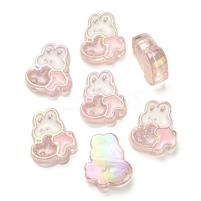 UV Plating Rainbow Iridescent Acrylic Enamel Beads X-OACR-G012-07-1