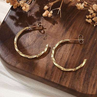 304 Stainless Steel C-Shaped Stud Earrings EJEW-R017-02G-03-1