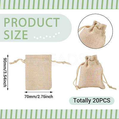 20Pcs Rectangle Polyester Imitation Burlap Packing Pouches Drawstring Bags ABAG-TA0001-96A-1