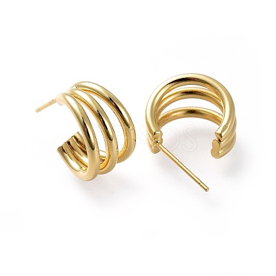 Brass Stud Earrings EJEW-L234-35G-1