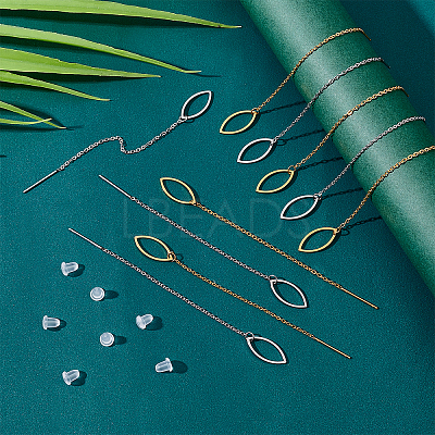 8 Pairs 4 Colors 304 Stainless Steel Ear Thread EJEW-UN0002-03-1