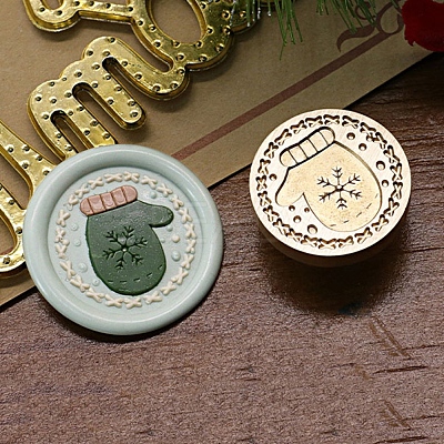 Christmas Series Wax Seal Brass Stamp Head LS-AJEW-M037-01G-23-1