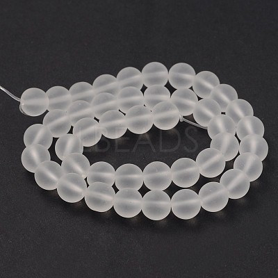 Frosted Glass Round Bead Strands GLAA-J064-8mm-01-1
