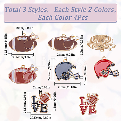 24Pcs 6 Style Alloy Enamel Pendants FIND-SC0009-07-1