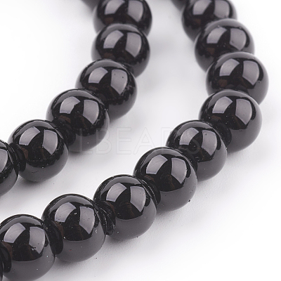 Black Glass Pearl Round Loose Beads For Jewelry Necklace Craft Making X-HY-8D-B20-1