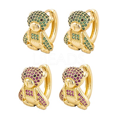 Brass Micro Pave Cubic Zirconia Earrings EJEW-E309-06G-1