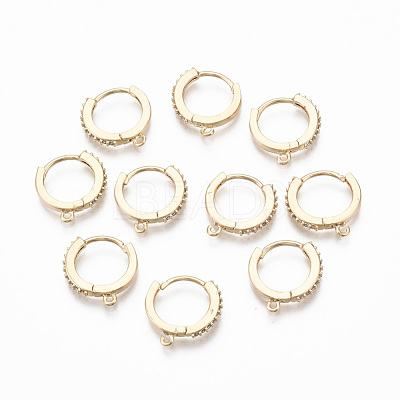 Brass Micro Pave Cubic Zirconia Huggie Hoop Earring Findings KK-T063-013-NF-1