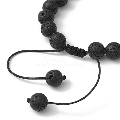 Dyed Natural Lava Rock Round Braided Bead Bracelets BJEW-JB09905-1