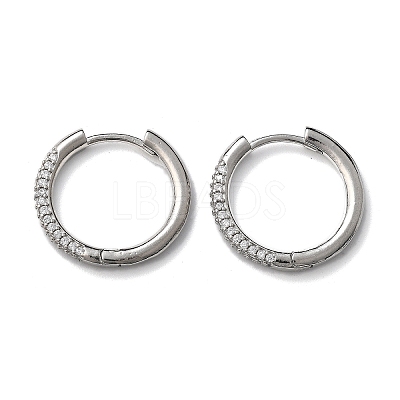 Brass Micro Pave Cubic Zirconia Huggie Hoop Earrings LS-EJEW-K083-36P-B-1