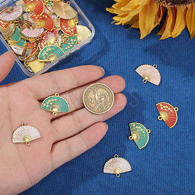 40Pcs 4 Styles Alloy Enamel Connector Charms ENAM-BC0001-08-1