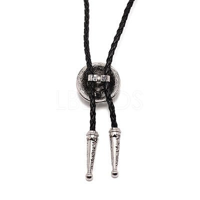 Flat Round with Egypt Pharaoh Laria Necklace for Men Women NJEW-WH0011-06AS-1