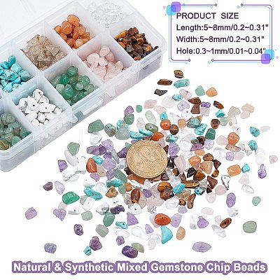 Natural & Synthetic Mixed Gemstone Chip Beads G-AR0001-17-1
