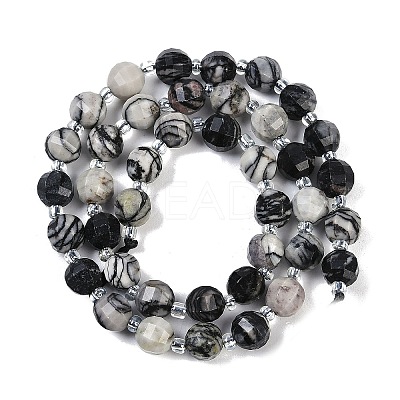 Natural Black Netstone Beads Strands G-G182-B32-03-1