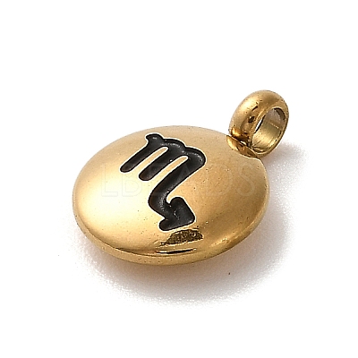 304 Stainless Steel Black Enamel Charms STAS-R009-02G-12-1
