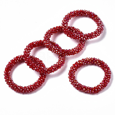 Faceted Transparent Glass Beads Stretch Bracelets BJEW-S144-002C-03-1