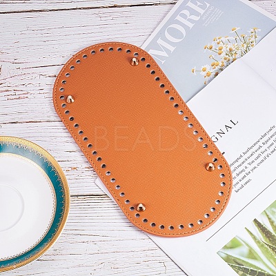 PU Leather Oval Long Bottom for Knitting Bag FIND-WH0032-01B-1