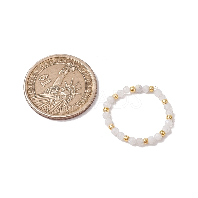 Natural Moonstone Beaded Stretch Rings for Women RJEW-JR00868-06-1