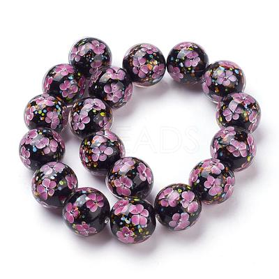 Handmade Inner Flower Lampwork Beads Strands LAMP-L072-D02-1